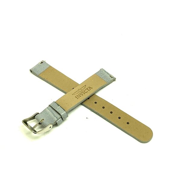 Invicta Women's Watch Replacement Band Blue-Gray Leather 16mm Lug Silver Clasp - Picture 2 of 5